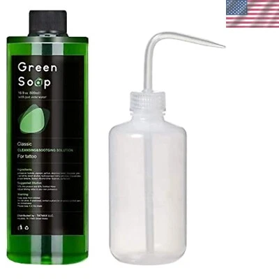 Tatuajes y piercings esenciales: jabón verde de 16,9 oz y botella de fácil dispensación de 8 oz Foto 1 de 4