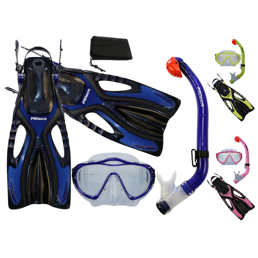 PROMATE Junior Snorkeling Scuba Diving Mask DRY Snorkel Fins Gear Set for KIDS