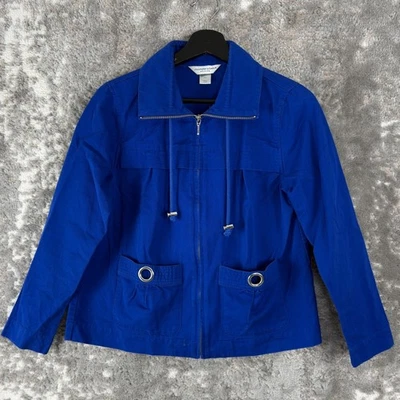 Christopher & Banks Petites Size Sp 100% Cotton Drawstring Full Zip Jacket Blue - Image 1 of 4