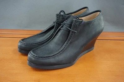 Sapatos anabela Lauren Ralph Lauren feminino tamanho 9 preto Denver Moc toe salto com cadarço - Imagem 1 de 4