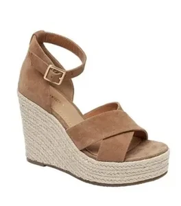 Nuovi sandali con zeppa Lisa Vicky cognac bambino scamosciato 8,5 M cinturino incrociato espadrillas tacco - Foto 1 di 5