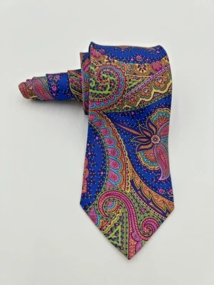 Saks Fifth Avenue Multicolored Paisley Victorian Floral Woven Silk Tie Necktie - Image 1 of 4