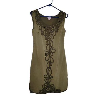 Vestido Tracey Reese Perlado Verde Oliva Cinta Bordado Cambio Fecha Talla 2 Foto 1 de 4