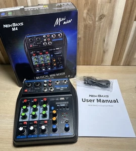 4 Channel Mini Audio Mixer Bluetooth USB DJ Console + Sound Card Studio Mixer - Picture 1 of 2
