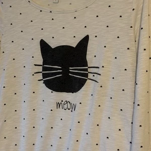 Delia’s Size L Meow Black Cat Long Sleeve Tee Shirt Top T-shirt Thumbholes - Picture 1 of 6