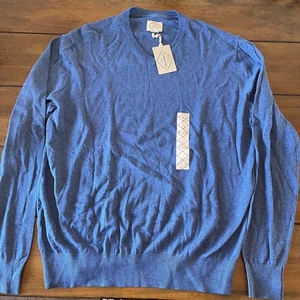St. John's Bay Sweater Herren Large Neu Blau Baumwolle Freizeitpullover Crew - NEU - Bild 1 von 6