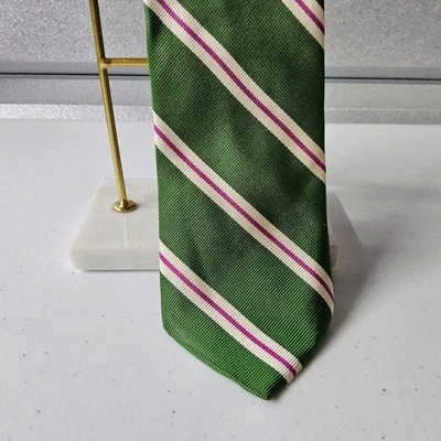 Corbata para hombre J Crew verde blanco y rojo estampado de rayas seda J.Crew J, Crew Foto 1 de 4