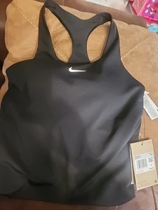 Nike Sport Tank Racerback Dri Fit Swoosh BH Damen XS Training Schwarz Neu - Bild 1 von 8