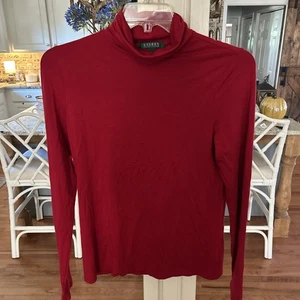 Camisa Pullover Lauren Ralph Lauren Para Mujer Cuello Alto Talla Grande Roja  - Imagen 1 de 6