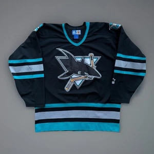 Vintage San Jose Sharks Jersey Black Teal 90s Starter NHL Hockey Stanley Cup - Picture 1 of 9