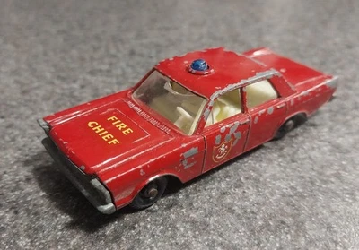 Vintage Lesney Matchbox Vermelho Ford Galaxie Fire Chief Carro #55/59 Fabricado na Inglaterra - Imagem 1 de 4