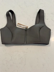 NWT Women’s Medium Skims Rubberized Scuba Swim Scoop Neck Bikini Top Gray Chalk - Picture 1 of 8