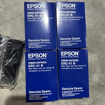 4 Boxes Genuine Epson ERC-41 B Black Ribbon Cartridges ERC 41B EPSON TM-H6000 - Image 1 of 4