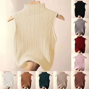 Womens Slim Fit Striped Turtleneck Vest Ideal for Spring and Summer Days - Picture 1 of 35