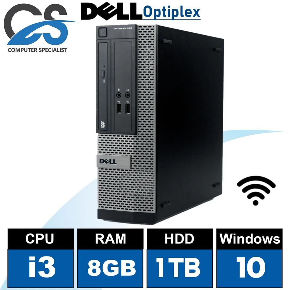 Veloce Dell OptiPlex Computer Desktop Tower Intel Core i3 2ND Gen 8GB 1TB Wins - Immagine 1 di 1
