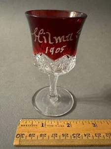 EAPG RUBINO COLORATO HILMA 1905 ANTICO VETRO CORDIALE SHERRY - Foto 1 di 5
