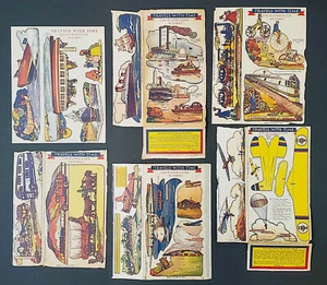 1930-40 Quaker Oats VIAJES CON EL TIEMPO Juego completo de 6 respaldos de caja de cereales con recortes - Imagen 1 de 19