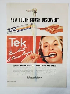 1939 Tek Spazzolino Denti Stampa Vintage Annuncio Nuovo Spazzolino Denti Discovery - Foto 1 di 1