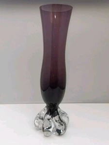 Vintage Violet Purple Glass Hand Blown Vase 23.5" Heavy - Picture 1 of 9