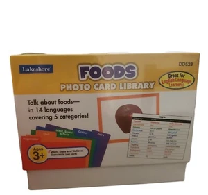 Foods Photo Card Library by Lakeshore Brand New school 14 languages flash cards - Picture 1 of 2