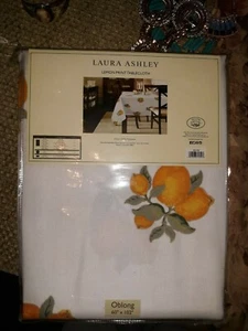 Laura Ashley 60" x 102" Lemon Print Tablecloth Easy Care Seats 8-10 - Picture 1 of 5