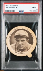 1937 Dixie Lids Ducky Joe Medwick Baseball Card PSA Certified 6 HOF Cardinals - Picture 1 of 3