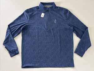 Johnnie-O Aspen Microfleece 1/4 Zip Size L Blue Pullover with Stretch 1915 Logo - Picture 1 of 9