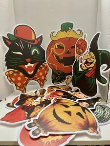 Halloween 8 Yard Signs Vintage Retro Corrugated Plastic Witches,Cats,Pumpkins - Picture 1 of 12