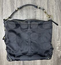 Coach Carly KO673-10620 Black Canvas Shoulder Tote Bag Leather Gold Buckles