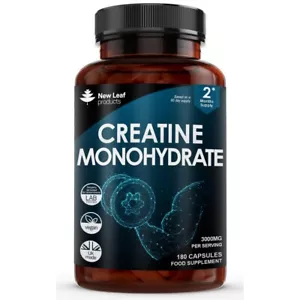 Creatine Monohydrate Capsules 3000mg, 180 Capsule Muscle Growth Exercise Workout - Picture 1 of 6