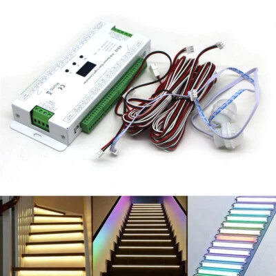 Smart Stair Motion Sensor Night light COB RGB Pixel SPI LED Strip 32CH Stairway - Image 1 of 4
