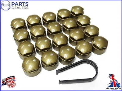 WHEEL NUT COVERS FOR SEAT IBIZA LEON ALHAMBRA 17mm LOCKING BOLT CAPS SET GOLD - Image 1 of 4