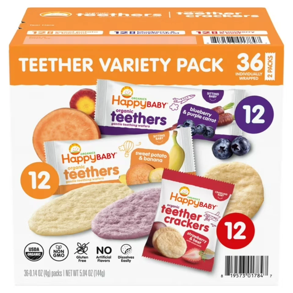 HappyBABY Organics Teethers & Teether Crackers, Variety Pack, 36 ct. - Image 1 of 4