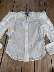 NEW!! Stunning ISABEL MARANT "Getylia" White Broderie Anglaise Ruffle BLOUSE 34 - Picture 1 of 6