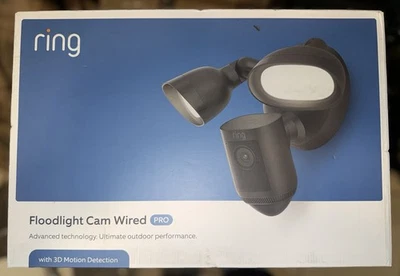 NEW! Ring-Floodlight Cam Wired Pro Outdoor Wi-Fi 1080p Surveillance Camera-Black - Image 1 of 2