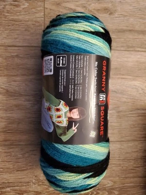 New 1 Skein Red Heart All In One Granny Square Yarn 8.8oz Black- Cyber Leaf - Image 1 of 3