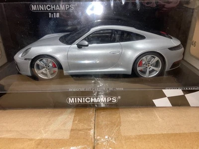 MINICHAMPS 1:18 PORSCHE 911 992 CARRERA 4S SILVER LIMITED ED 408 PCS SHIP. WORLD - Immagine 1 di 4