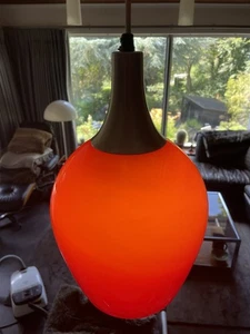 Vintage 1970s Danish Holmegaard Red Cased Glass Ceiling Light / Pendant - Picture 1 of 24