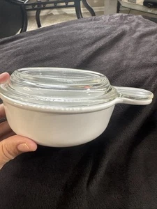 Corning Ware White Bowl P-150-B/C With Glass PYREX Lid USA - Picture 1 of 11