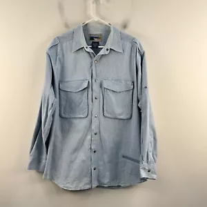 Ex Officio Mens XL Top Shirt Blue Collar Snap L/S Woven Cotton Pockets 17488 - Picture 1 of 10