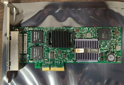 Full Hight | 4x1Gbps | PCIe x4 | Intel Pro 1000VT NIC Card  | Dell P/N 0HM9JY - Image 1 of 4