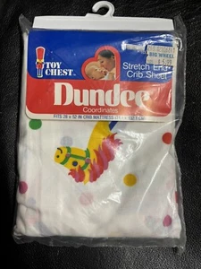 Vintage Dundee Toy Chest Stretch End Crib Sheet Stick Horses 1984 NOS - Picture 1 of 6