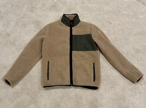 WESC MORITZ TEDDY FLEECE JACKET BEIGE / OLIVE SZ MEDIUM NEW - Picture 1 of 7