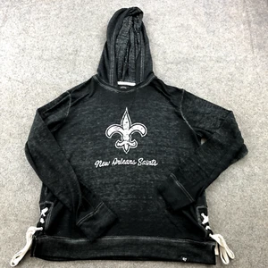 New Orleans Saints Pullover Womens Small Black Spell Out Logo Long Sleeve Hooded - Picture 1 of 9
