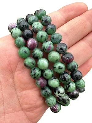 Ruby Zoisite Elastic Bracelet - 8mm Beads by New Moon Beginnings - Image 1 of 4