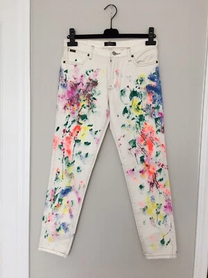 POLO RALPH LAUREN THE ASTOR SLIM BOYFRIEND PAINT SPLATTER JEANS SIZE 16 - Image 1 of 4