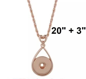 Snap Jewelry Rose Gold Necklace Heart Bail Fits 18-20mm Ginger 20"+3" Ext. - Picture 1 of 8