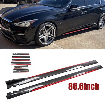 For Honda Odyssey Carbon Fiber Red 86.6in Side Skirt Extension Spoiler Splitter Foto 1 de 4