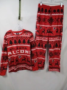 Atlanta Falcons Womens Pajama Set Medium Red NFL Team Christmas Fleece Polyester - Picture 1 of 11