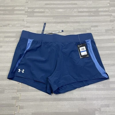 Under Armour Speed Pocket Running Shorts Womens Size XL 3” 1342856 Navy-Blue $45 - Image 1 of 4